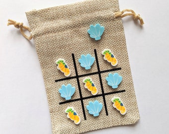 Under the Sea Theme - Ocean or Beach Party Favor - Birthday Gift - Summer Gift - Tic Tac Toe Game - Seahorse & Shell Mini Erasers