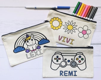 Personalized Color Your Own Bag Kit: Custom Kids Gift with Markers