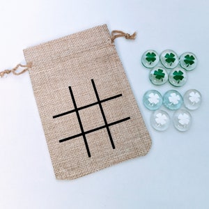 Shamrock Tic Tac Toe Game St. Patricks Day Gift for Kids Four Leaf Clover Irish Theme Birthday Party Wedding Favor Birthday Gift image 2