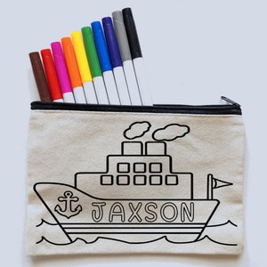 Personalized Cruise Gift for Kids Fish Extender Color Your Own Bag Coloring Kit with Markers 1st Cruise Travel Agent Gift Bild 1