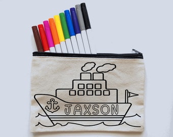 Personalized Cruise Gift for Kids - Fish Extender - Color Your Own Bag - Coloring Kit with Markers - 1st Cruise - Travel Agent Gift