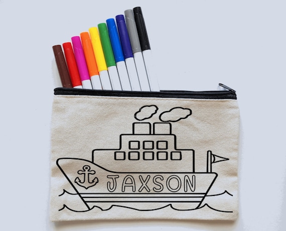 Personalized Cruise Gift for Kids Fish Extender Color Your Own Bag Coloring  Kit With Markers 1st Cruise Travel Agent Gift 