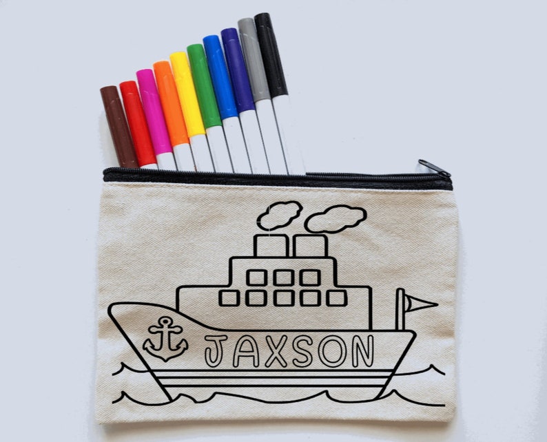 Personalized Cruise Gift for Kids Fish Extender Color Your Own Bag Coloring Kit with Markers 1st Cruise Travel Agent Gift Bild 1