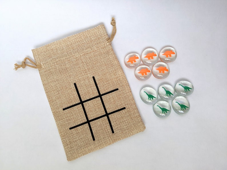 Dinosaur Birthday Party Favor Jurassic Theme Tic Tac Toe Game Birthday Gift Stocking Stuffer Goody Bag image 2