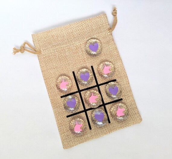 Unicorn Theme Birthday Party Favor - Goody Bag - Birthday or Christmas Gift - Stocking STuffer - Tic Tac Toe Game - Unicorns and Hearts Il_570xn