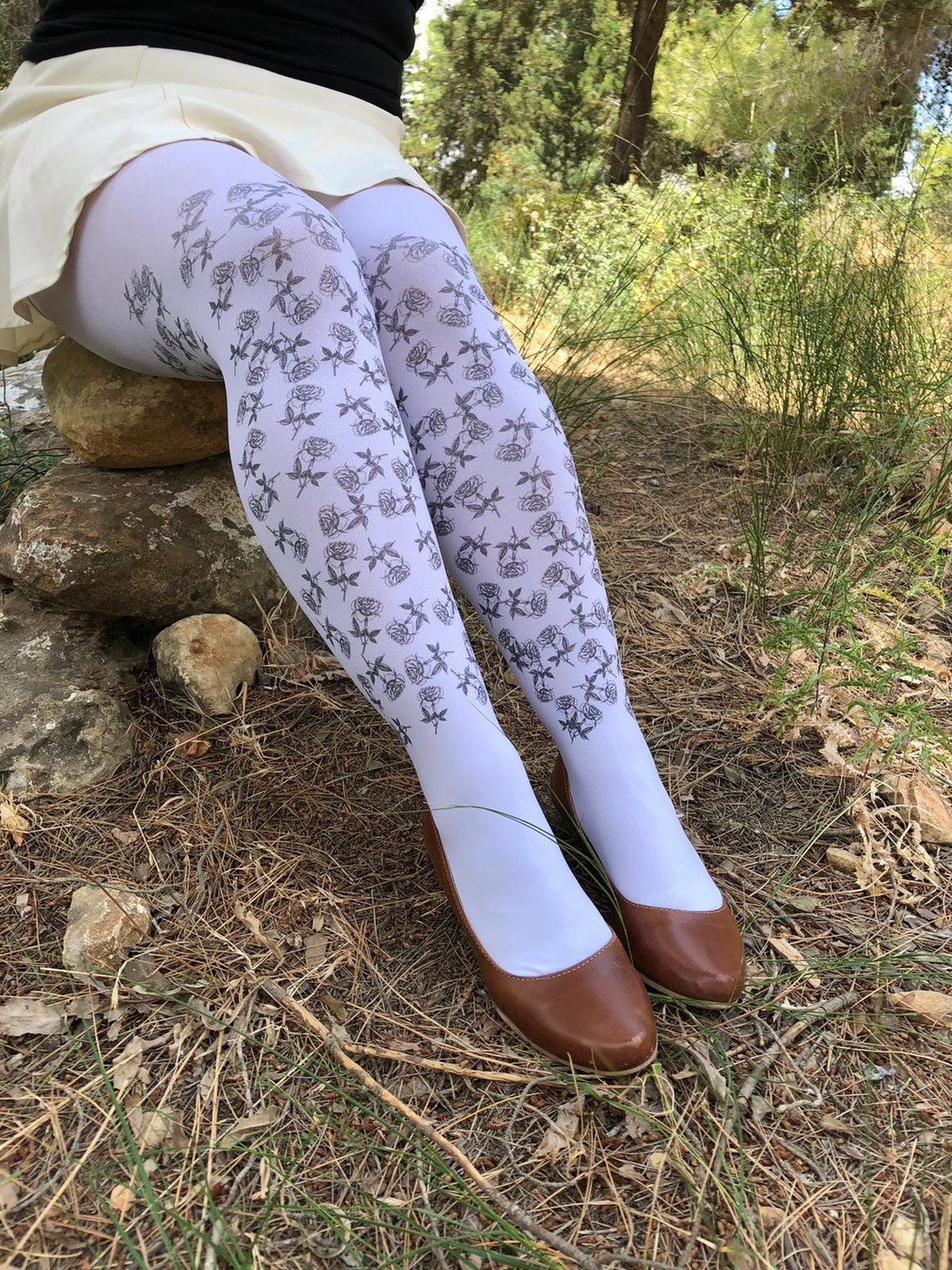 Tights ROSES tights TightsPrinted tightsVintage Style Etsy