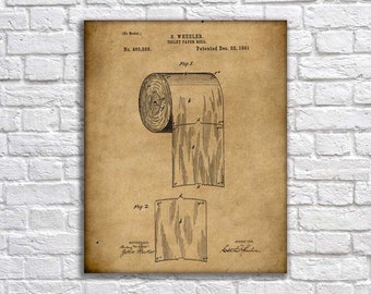 Toilet Paper, Decor, Paper Print, Patent, Poster, Sign, Gifts, Pharmacy, Canvas Print, toilet paper roll 0218