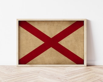 Alabama Printable Download State Flag Vintage wall Decor Bama Flags Print Gulf Shore Gift Art Printable Flag Prints Printing