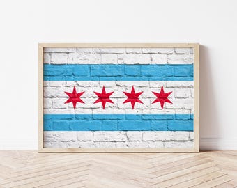 St. Louis vlag op baksteenstijl, printbaar, downloadbaar, vintage stadsvlag voor aan de muur