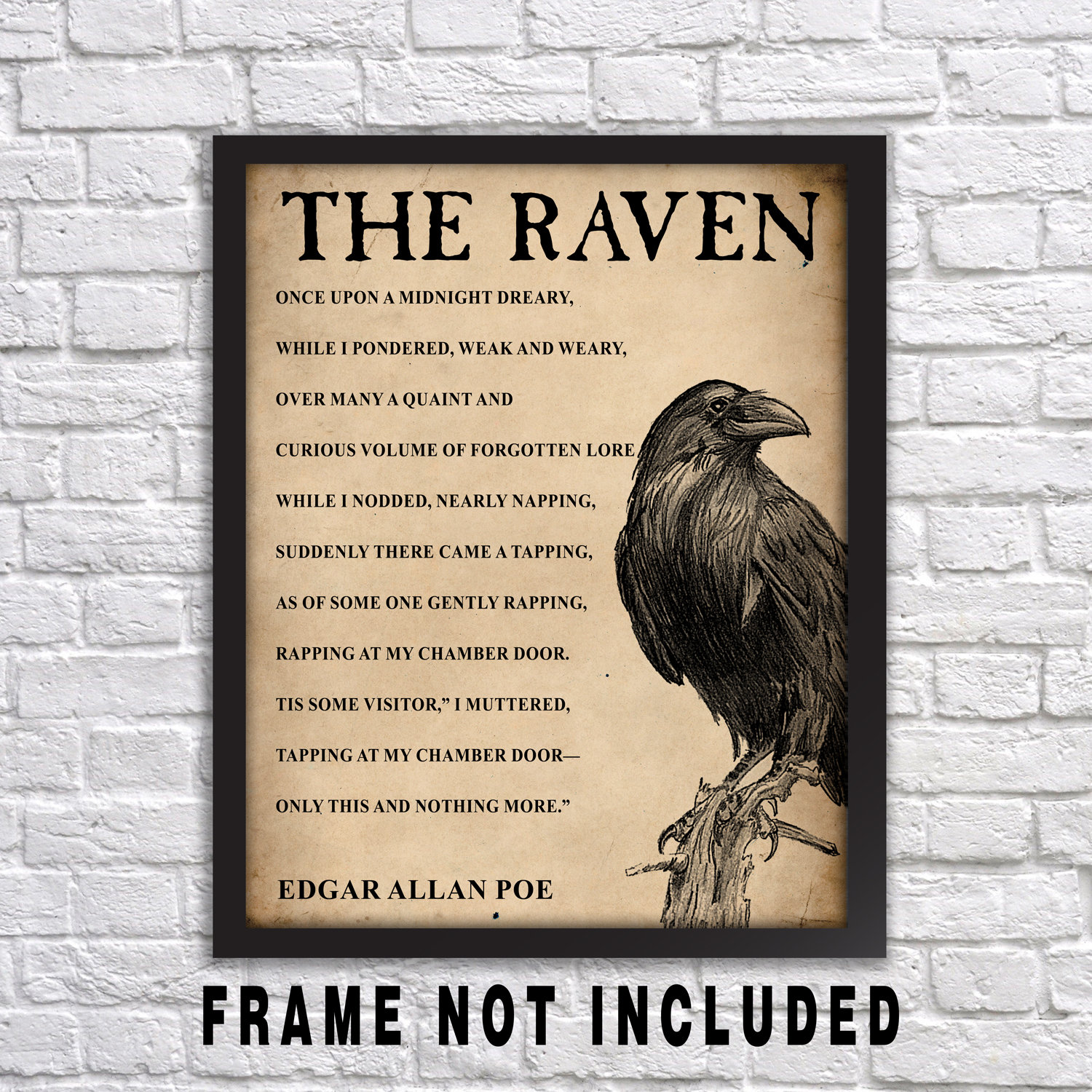 The Raven Edgar Allan Poe Print 0015 FRAME NOT INCLUDED