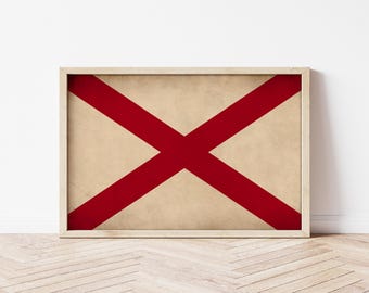 Alabama Printable Download State Flag Vintage Wall Decor AL States Flags Print  Gift Art Flag Prints Printing