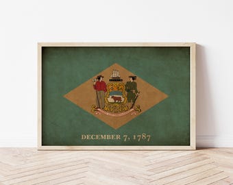 Delaware Printable Download State Flag Vintage Wall Decor Flags Print Gift Art Flag Prints Printing