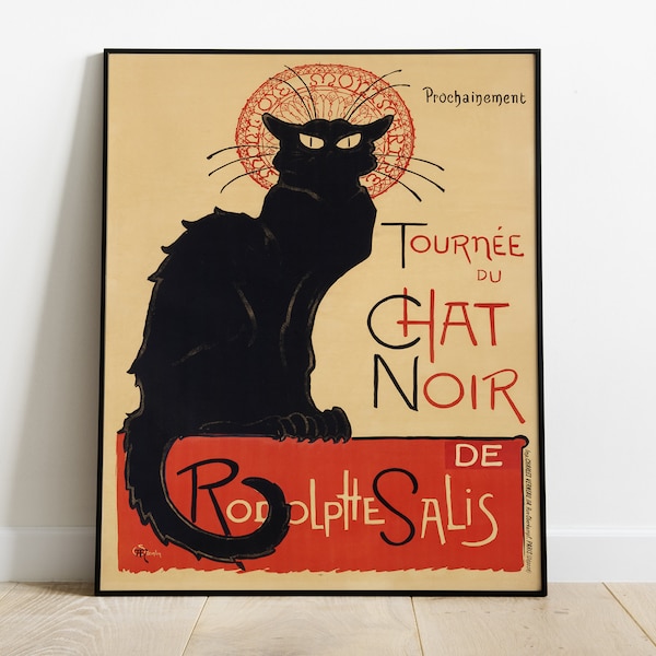 Tournée du Chat Noir 1896 Black Cat Poster, French Cat Poster, Tournee du Chat Noir, Rodolphe Salis, Frame Not Included