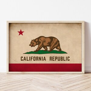 California Printable Download State Flag Vintage  Wall Decor CA Flags Print Californian Gift Art  flag Golden Bear Flag Prints Printing