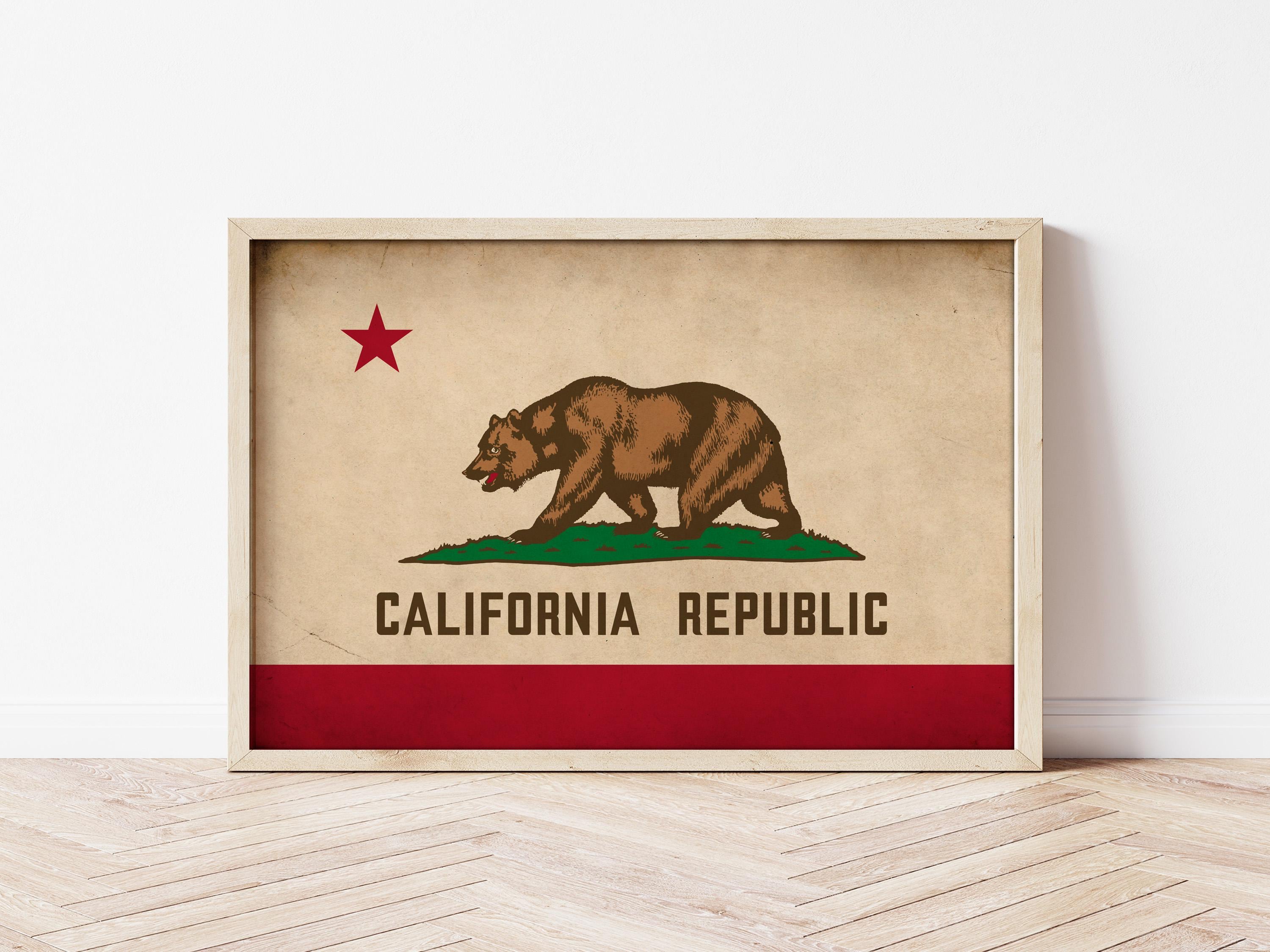 California Printable Download State Flag Vintage  Wall Decor CA Flags Print Californian Gift Art  flag Golden Bear Flag Prints Printing