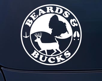 Beards and Bucks Hunting Deer Turkey Vinyl Decal, Outdoor Sticker