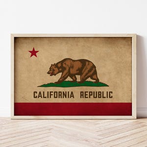 California Printable Download State Flag Vintage Wall Decor CA Flags Print Californian Gift Art flag Golden Bear Flag Prints Printing