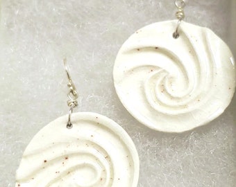 White ceramic earrings - with sterling silver