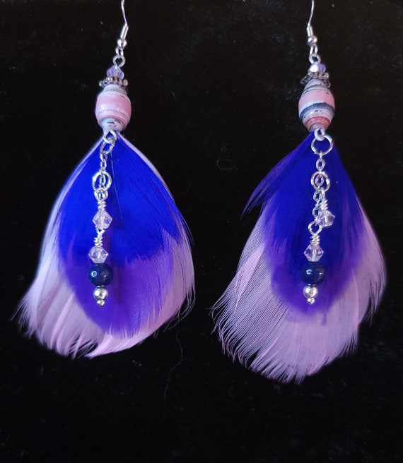 Blue Feather Earrings