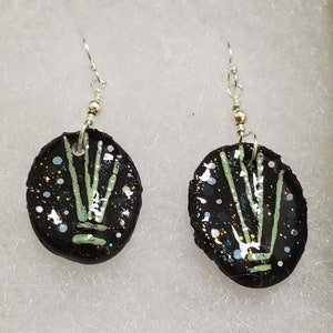 Black Porcelain Earrings - .925 sterling silver