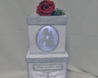 SALE Lighted Beauty Beast theme Wedding Card Box for Reception Gift Table