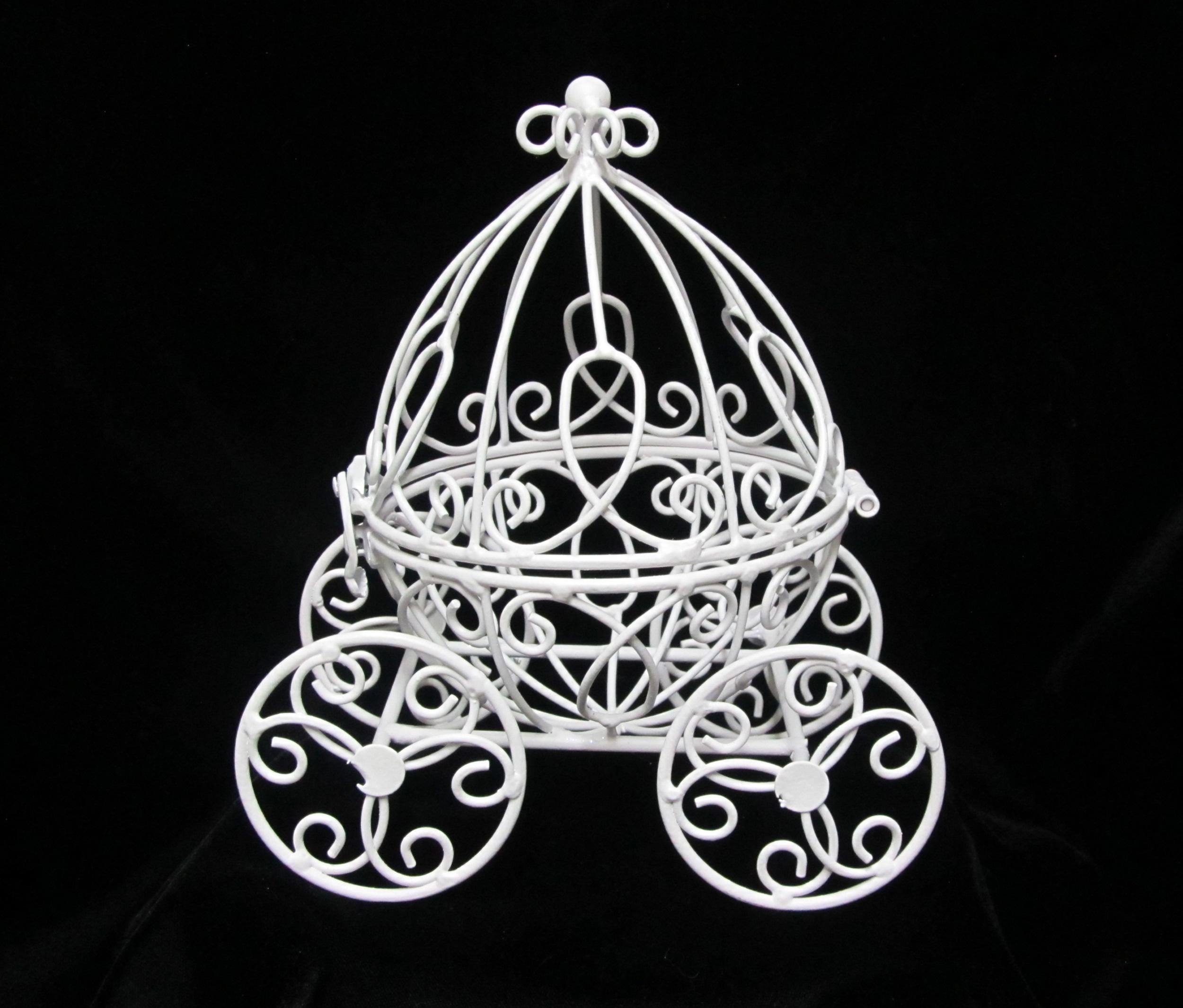 White Metal Pumpkin Carriage Centerpiece