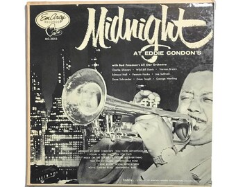 Bud Freeman, "Midnight at Eddie Condon's", jazz, trumpet, big band, vinyl, lp, record, album, 1950s, mono,