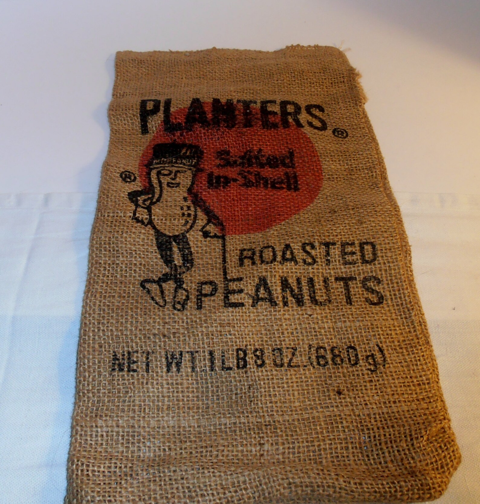 Vintage Burlap Planters Peanut Bag Empty Mr Peanut Salted Etsy