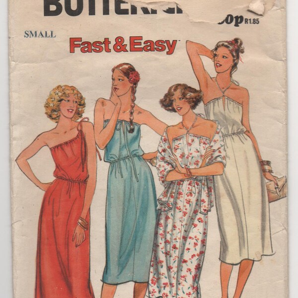 Vintage Pattern - 1980s Pattern - Drawstring Dress & Stole - Vintage Butterick Pattern 6135 - 1980