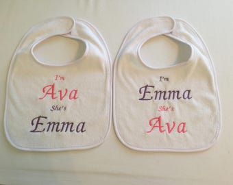 Monogramed Bib, Embroidery Bib, Intials, Full name, different font to pick from, baby gift,