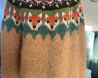 Hand Knit Red Fox Sweater