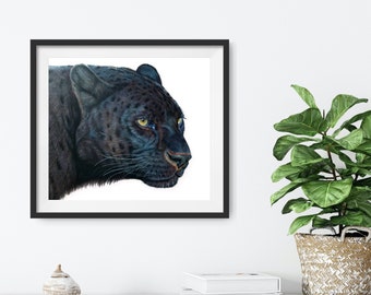 Panther - Schwarzer Leopard - handgefertigtes Unikat Buntstift Zeichnung Gemälde 30x40cm