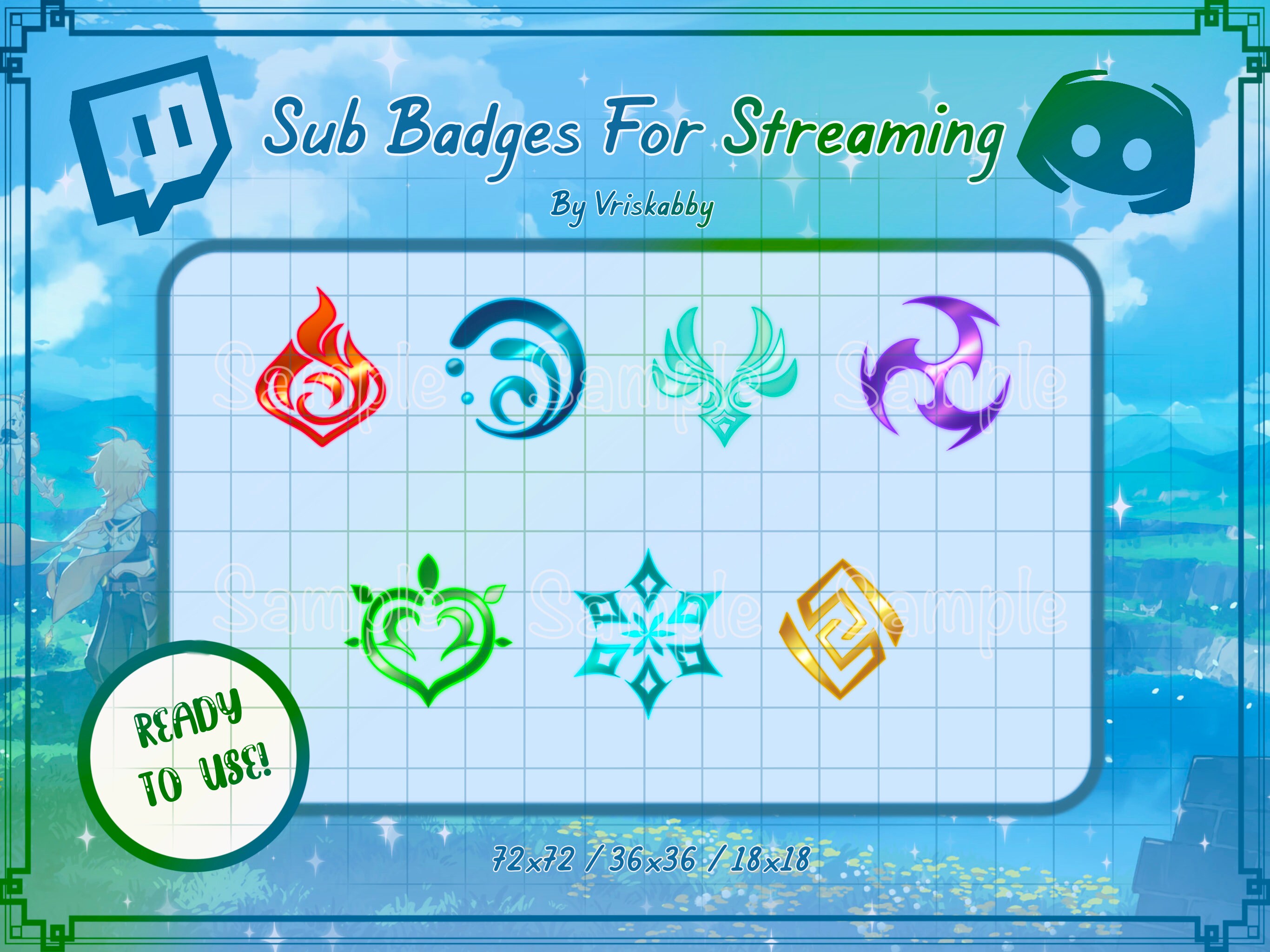 Genshin Impact Twitch Sub Badges Bit Badges Emote Etsy