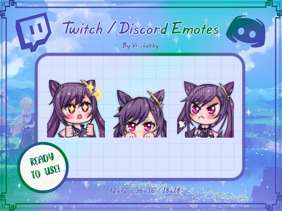 Keqing 3 Pack Genshin Impact Emote Chibi Twitch Discord Etsy