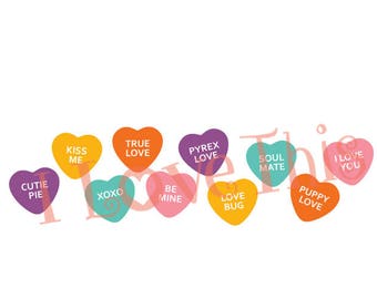 Valentine's Candy Hearts vinyl decal