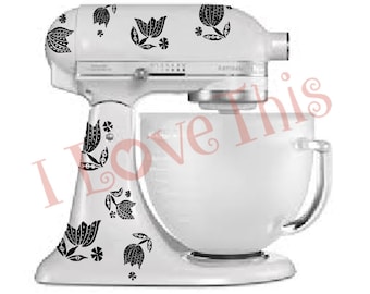 Pyrex Large Black Tulips Random Sizes vinyl decals - Perfect for your mixer