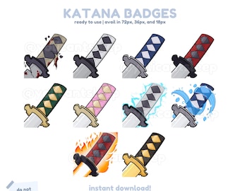 10 Multicolor Anime Sword/Katana Hilt Sub Badges for Streaming on Twitch/YouTube/Kick/Discord | Twitch Sub Badges | Subscriber Badges