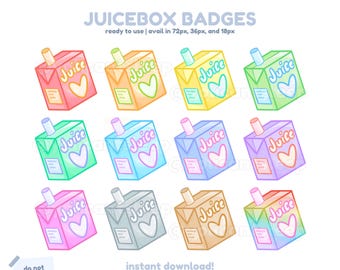 Niedliche Juice Box Twitch Sub Badges | Bunte Tracking Icons (Digitaler Download)