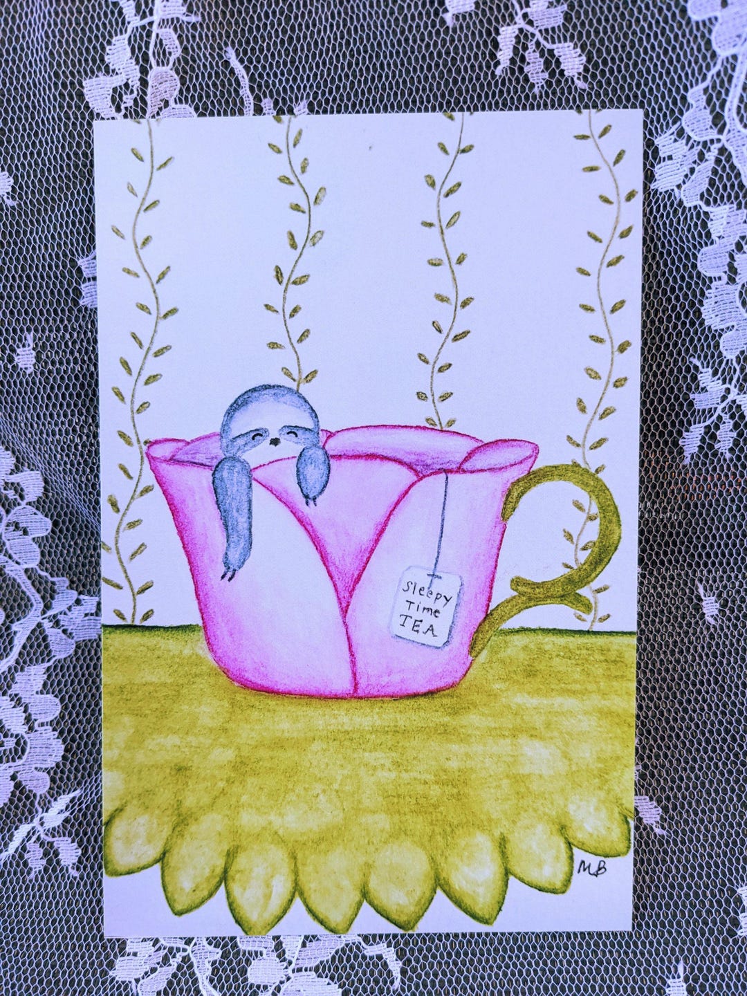 Sloth Tea Print - Etsy