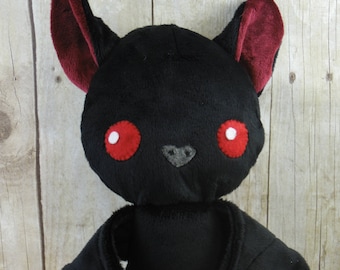 Custom Bat Plush - Halloween Bat Softie - Embroidered Stuffed Animal - Multiple Colors