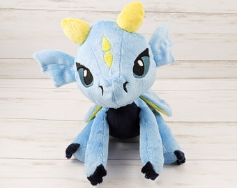 Water Elemental Dragon Plush - Floppy Dragon Plush - Blue and Yellow Dragon