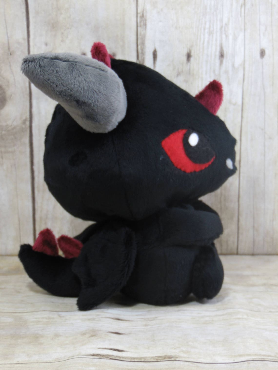 Black Dragon Plush Baby Dragon Softie Embroidered Face Etsy