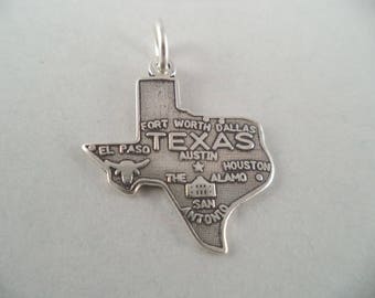 Solid 925 Sterling Silver Texas State Charm