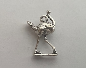 Ostrich Sterling Silver 3D Charm for Charm Bracelet