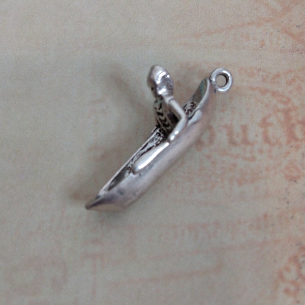 Sterling Silver Indian in Canoe Charm