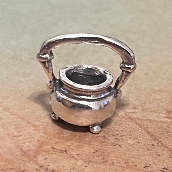 Iron Kettle Sterling Silver 3D Charm for Charm Bracelet