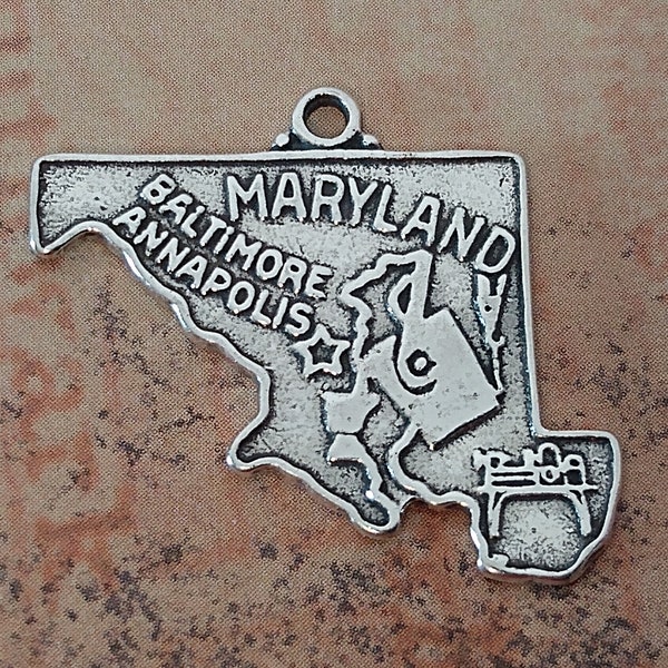 Maryland Solid 925 Sterling Silver State Charm