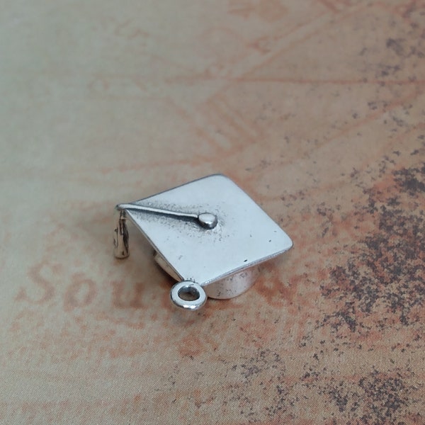 Sterling Silver Graduation Cap 3D Charm for Charm Bracelet