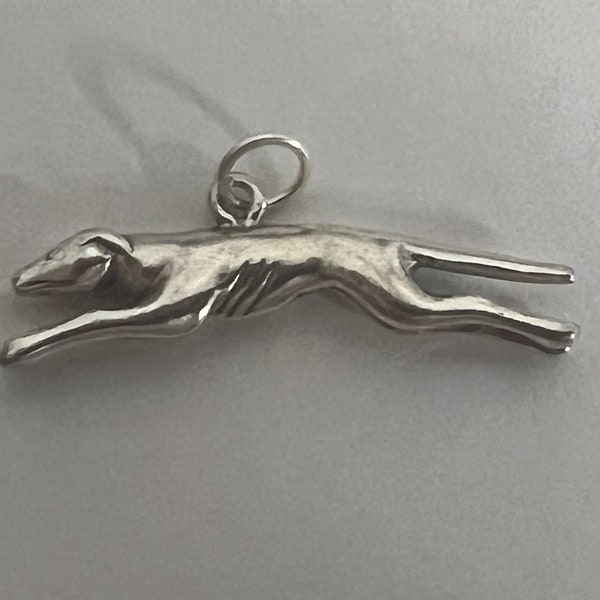 Greyhound Sterling Silver 3D Charm for Charm Bracelet