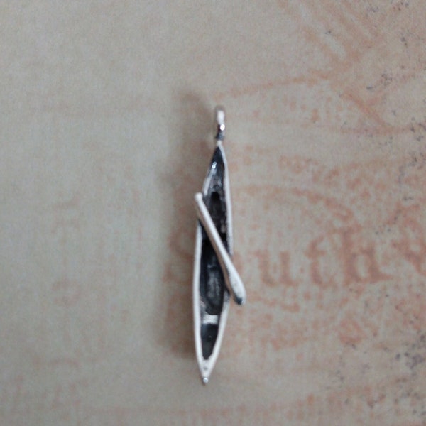 Sterling Silver Canoe with Paddle Charm